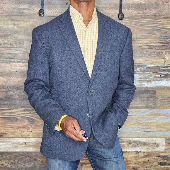 Jos. A. Bank 1905 Tweed Tailored Fit Wool Dual Vent Plaid Jacket Blazer 43R - Picture 10 of 11